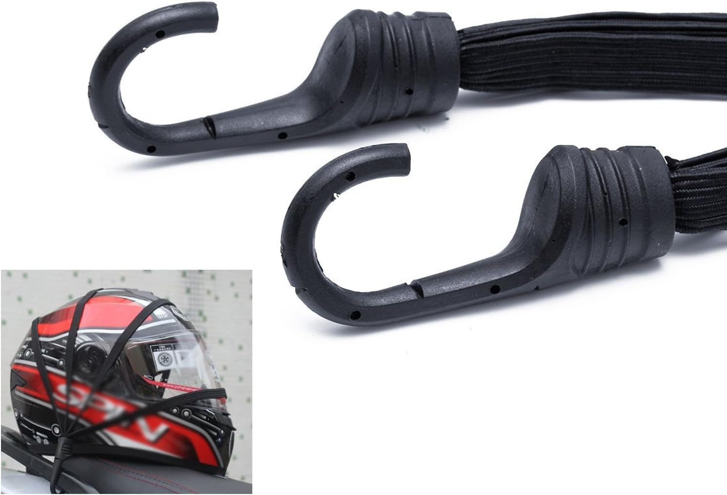 2 Pieces Filet À Bagages Araignée Elastique (40 X 40Cm) + 1 Pieces Ceinture De Bagages Elastique (60Cm), Annhao Casque De Moto À Net, Pour Vélo Filet Moto Filet Bagage Filet Transport (Noir)
